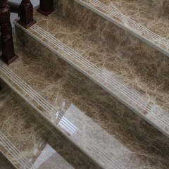 Polished light emperador  marble stair steps